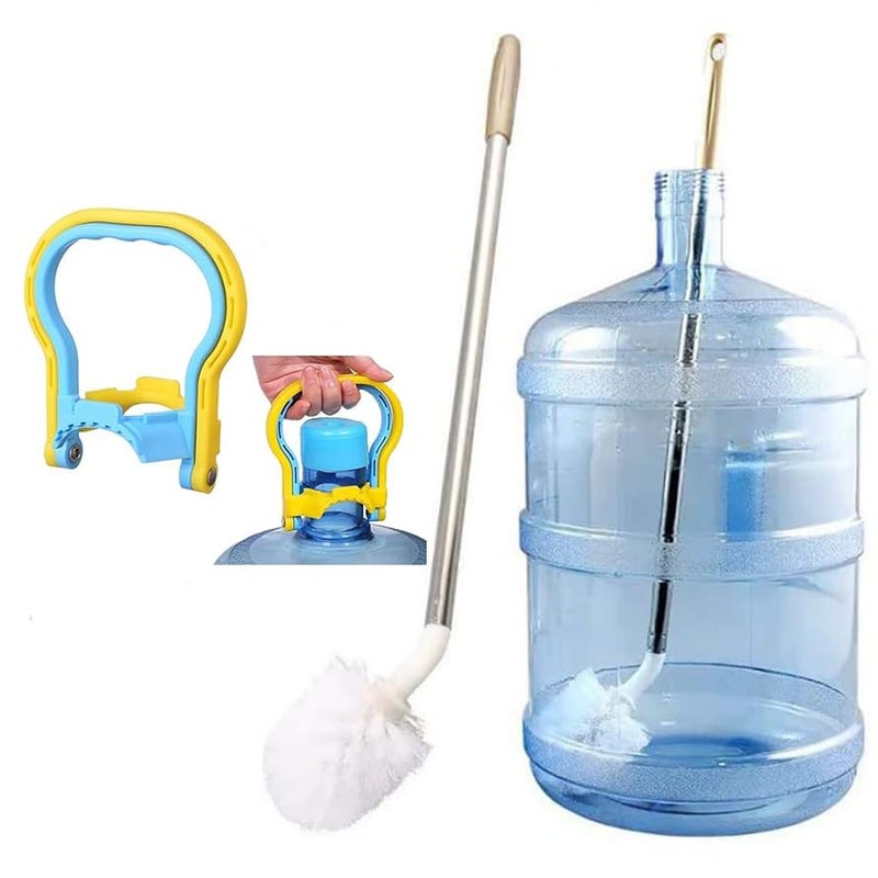 faas 1 PCS Can Cleaning Brush/ 360° Rotating Long Handle Cleaner Brush/ 20 LTR Water Can Cleaning Brush+1 PCS 20 Liter Water Bottle Carry Handle - Image 1