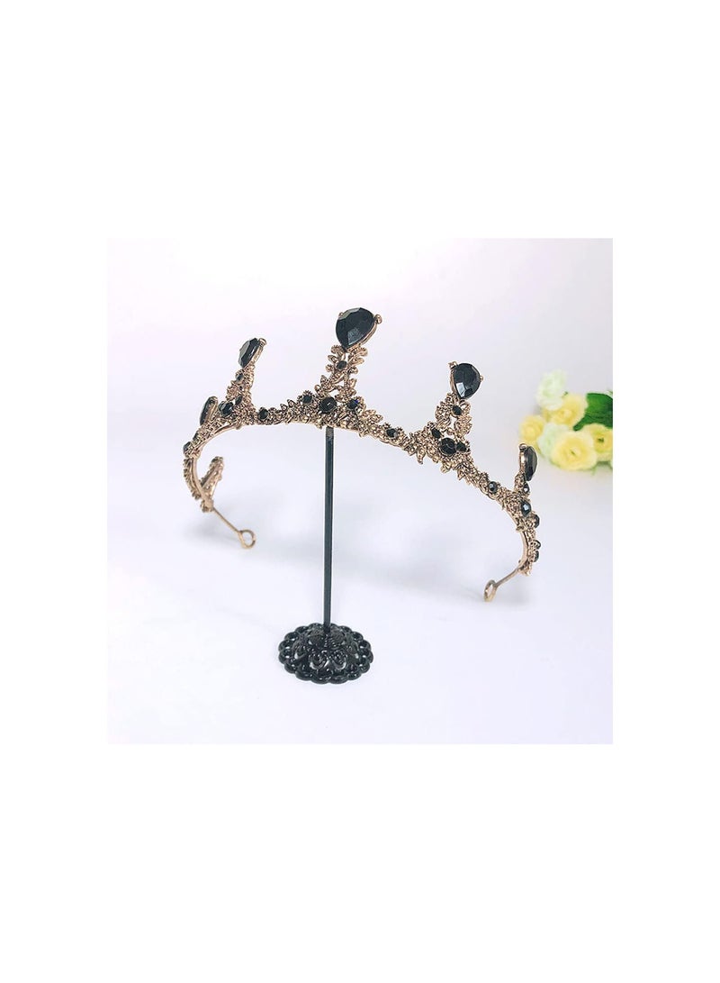 GGOOT 1 Set Baroque Crown Earring Set Baroque Queen Crown Bridal Headband Crown Hair Hoop Shiny Rhinestone Hairband Girls Crown Headdress  - Image 5