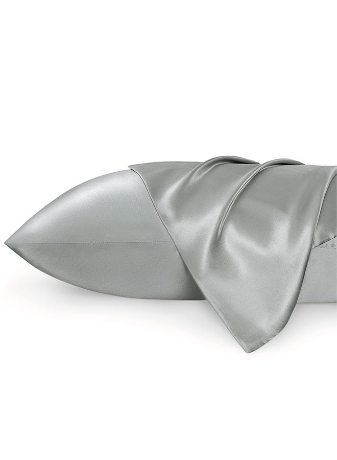Peachjoy Satin Pillowcase 2 Pack Similar to Silk Pillow Cases Standard Size, Pillow Case for Sleeping Women with Envelope Closure, Gifts for Women Men, Silver Grey, 20x26 Inches  - Image 1