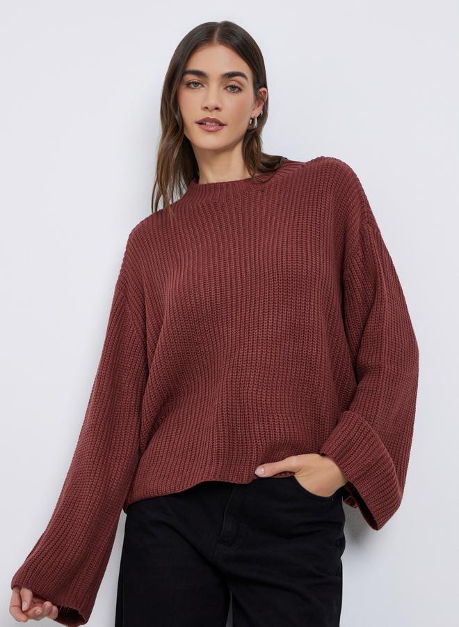 Styli Rust Boxy Fit Chunky Knit Sweater - Image 1