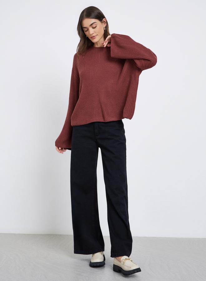 Styli Rust Boxy Fit Chunky Knit Sweater - Image 2