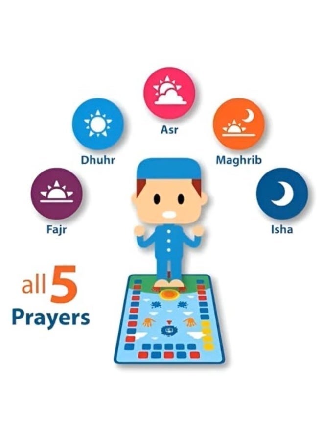 Interactive Electronic Prayer Learning Mat for Kids – 7 Language Audio Support (English, Arabic, Urdu, French, Turkish, Malay, Indonesian) – Islamic Salah & Dua Teaching Mat with Touch Buttons – Educational Namaz Trainer (Generic) - Image 3