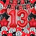 DUFACAI 13th Birthday Party Decorations for Boys 13th Happy Birthday Banner Red and Black Foil Fringe Curtains Backdrop 32 Inch Number 13 Balloons 10 Inch Latex Balloons for 13 year old Boy Girl Party Black - Image 2