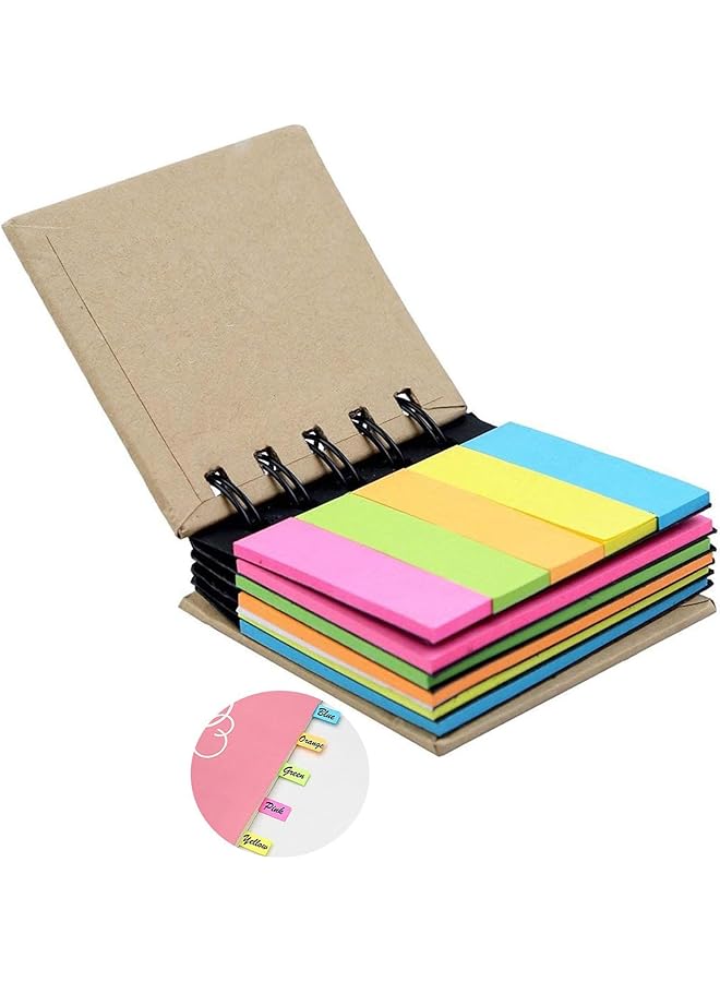 إيروريكس ملاحظات لاصقة 125 ورقة لاصقة وشرائط ملونة، لوحة ملاحظات لاصقة حلزونية مع غلاف حلزوني، مجموعة ملاحظات لاصقة من 5 ألوان، علامات تبويب، ملصقات، ألوان أساسية - Image 1