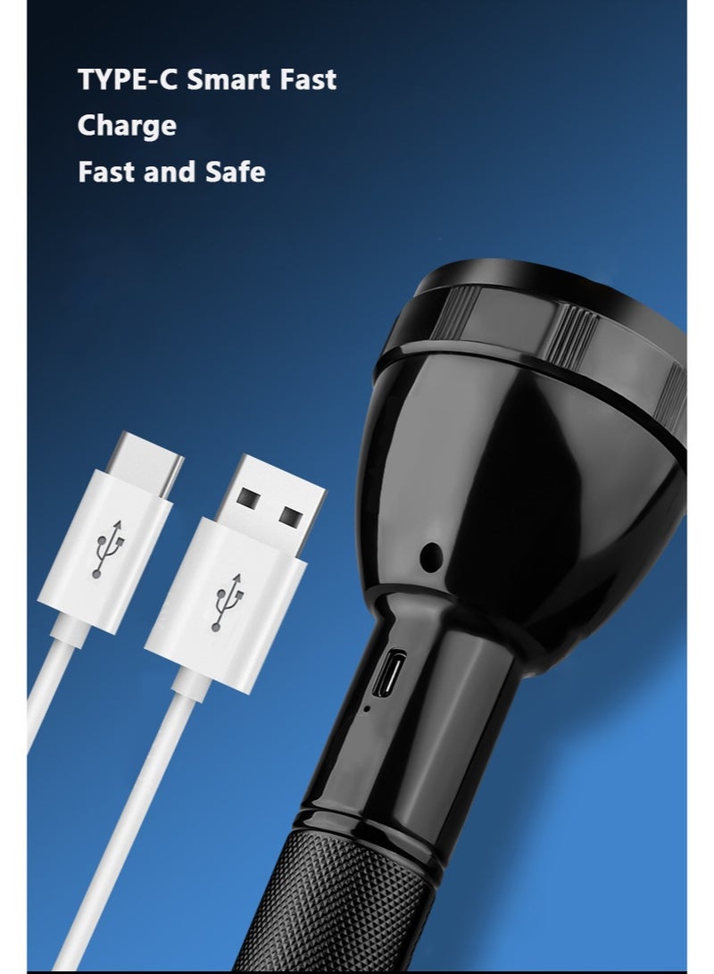 TDAO 2-IN-1 USB Rechargeable LED Flashlight with Camping Lamp, Emergency Self-Defense Flashlight with Taillight, Ultra-Long Battery Life Outdoor Multi-Function Flashlight-2 Pack - Image 3