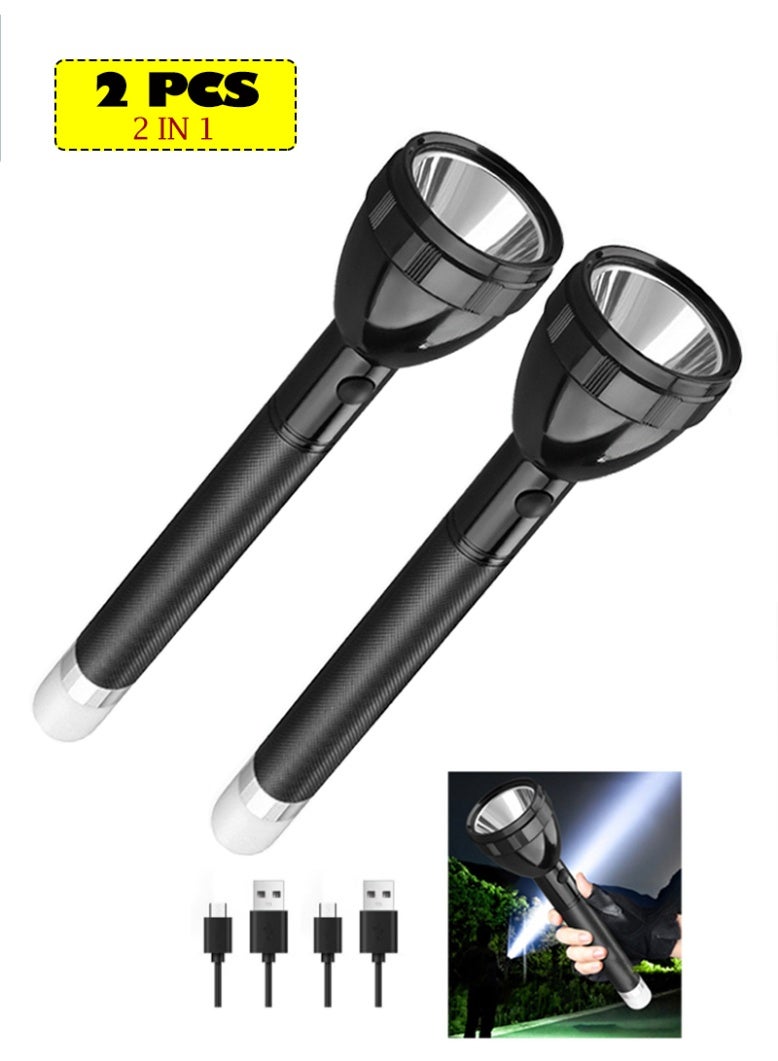 TDAO 2-IN-1 USB Rechargeable LED Flashlight with Camping Lamp, Emergency Self-Defense Flashlight with Taillight, Ultra-Long Battery Life Outdoor Multi-Function Flashlight-2 Pack - Image 1