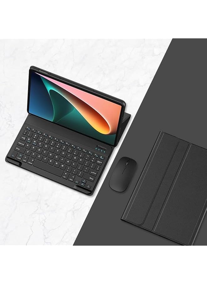 erorex - Keyboard Case Compatible With Lenovo Tab P12 12.7 Inch With Mouse Smart Soft Case With Bluetooth Detachable Wireless Keyboard Cover For Lenovo Tab P12 Black - Image 1