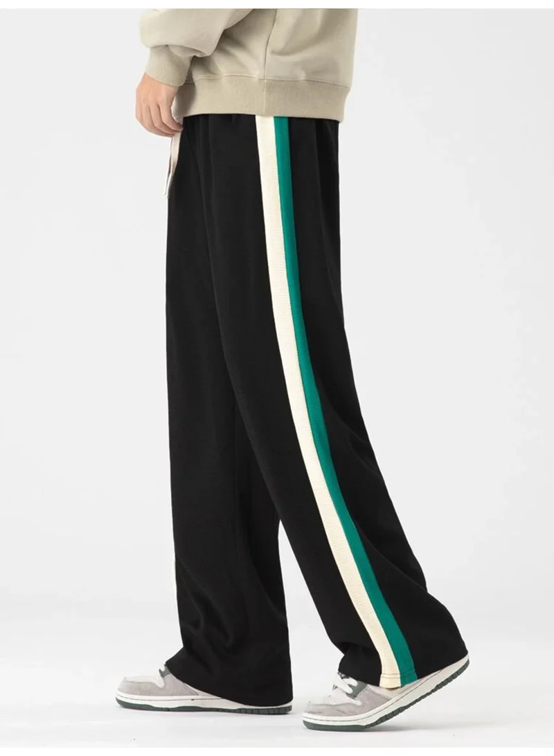 Maniac  Maniac Mens Dualtone Tape Black Cotton Baggy Trackpant for Men | Best Price UAE