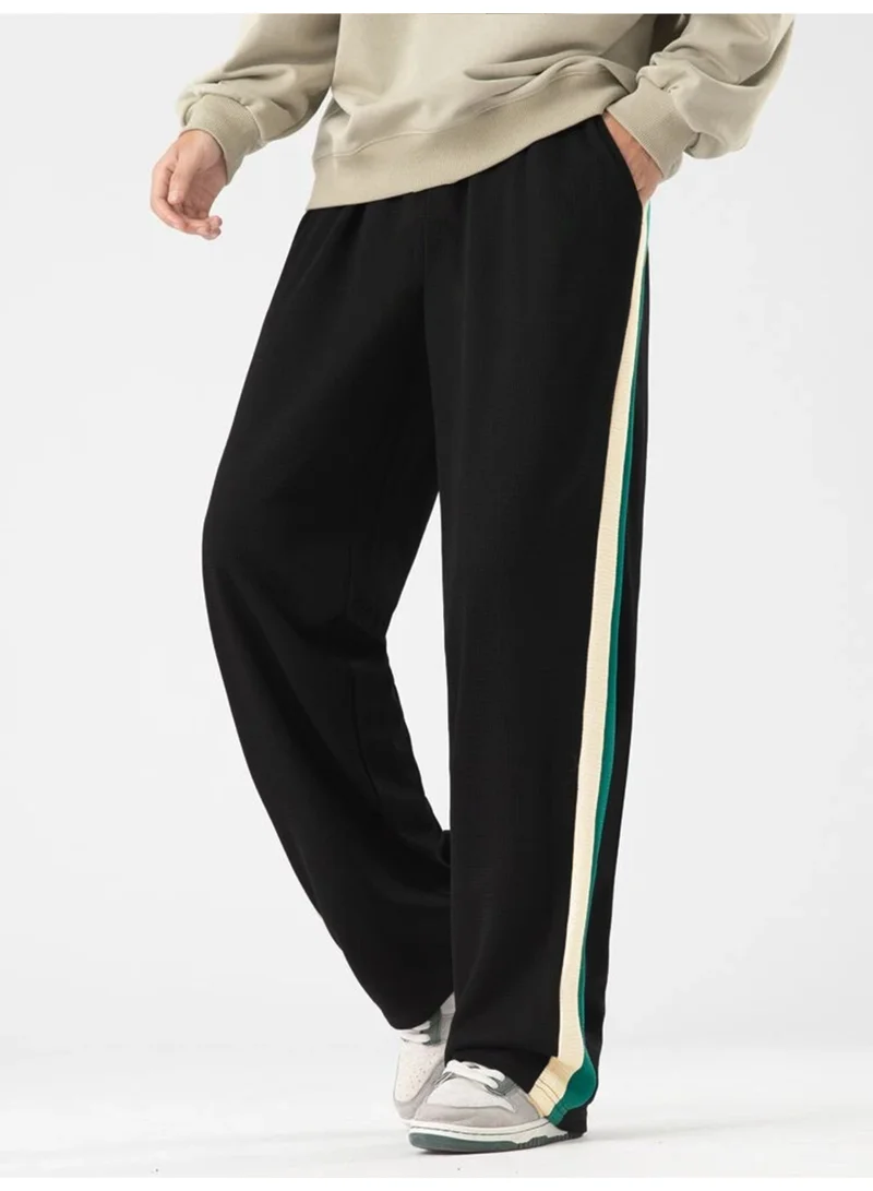 Maniac  Maniac Mens Dualtone Tape Black Cotton Baggy Trackpant for Men | Best Price UAE