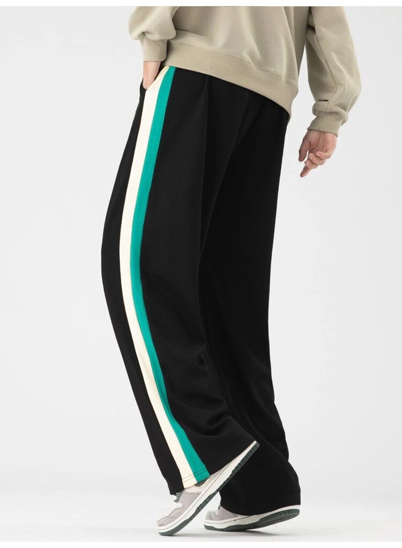 Maniac Mens Dualtone Tape Black Cotton Baggy Trackpant - Image 2