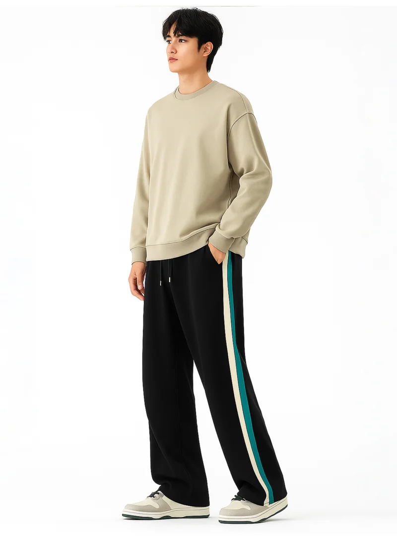 Maniac  Maniac Mens Dualtone Tape Black Cotton Baggy Trackpant for Men | Best Price UAE