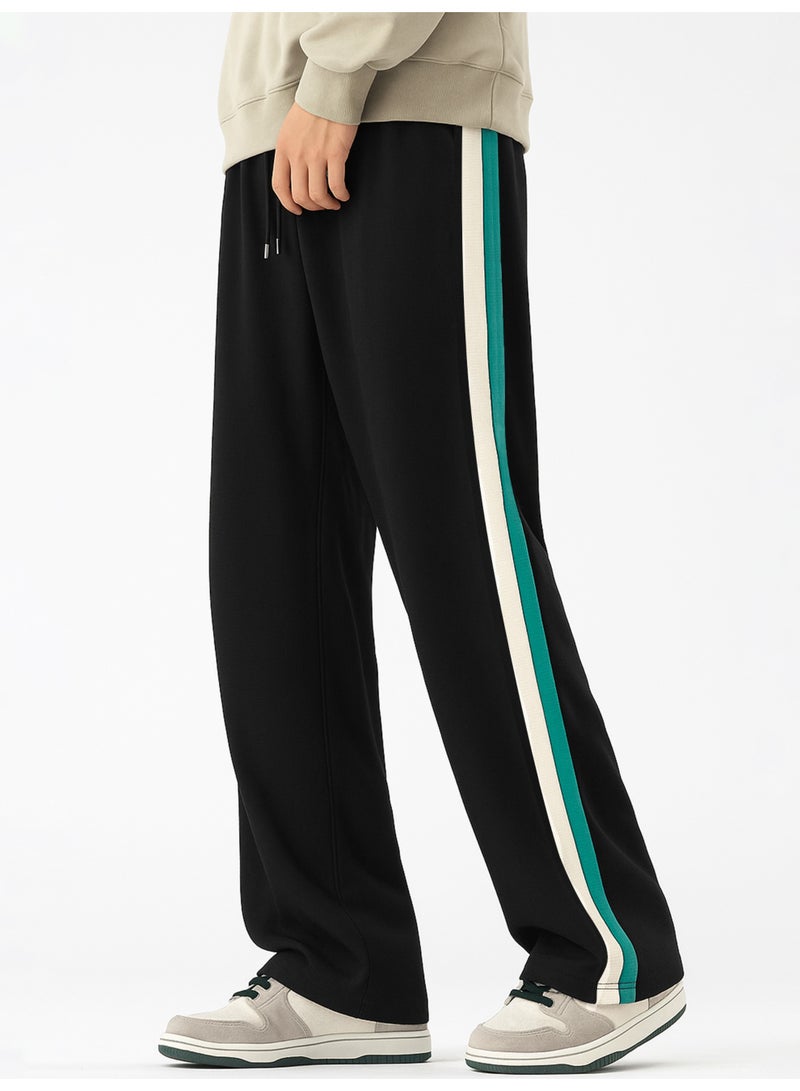 Maniac Mens Dualtone Tape Black Cotton Baggy Trackpant - Image 1