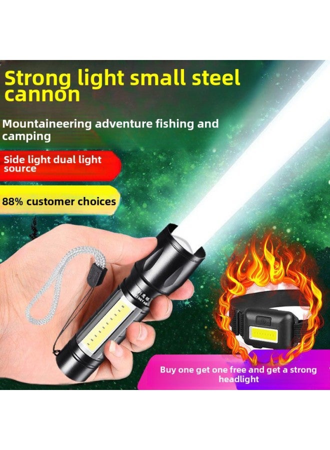 Flashlight Rechargeable USB Outdoor Super Bright Long-range Home Emergency Light Soldier Mini Student A Wholesale-Product Specifications:Rechargeable Model [ 996k Extra Large Capacity] Comes With A Headlight - 96% Of User Collection, Priority Delivery + Warranty + Original Cable  - Image 1