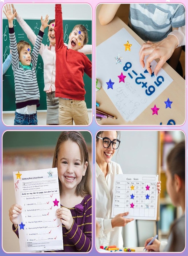 VZZNN 2000 PCS Holographic Star Stickers, Self Adhesive Metallic Glitter Foil Stickers Reflective Star Stickers, Ideal for Student Planners and Classroom Supplies, Each Measures 1” - Image 4