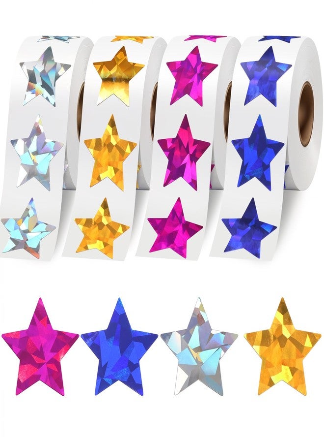 VZZNN 2000 PCS Holographic Star Stickers, Self Adhesive Metallic Glitter Foil Stickers Reflective Star Stickers, Ideal for Student Planners and Classroom Supplies, Each Measures 1” - Image 1