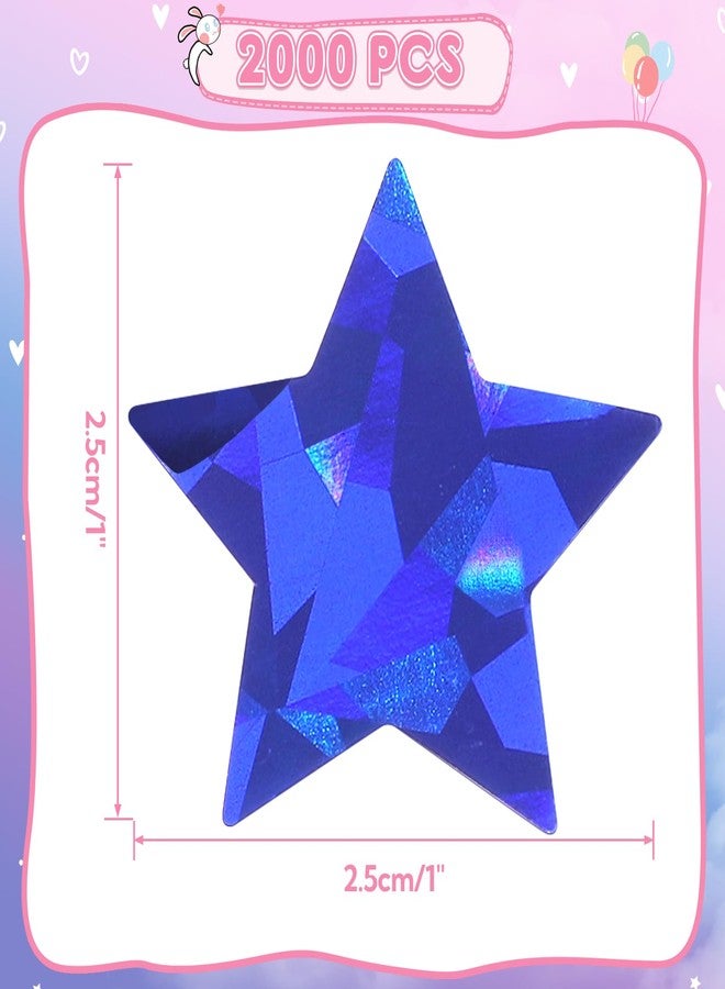 VZZNN 2000 PCS Holographic Star Stickers, Self Adhesive Metallic Glitter Foil Stickers Reflective Star Stickers, Ideal for Student Planners and Classroom Supplies, Each Measures 1” - Image 2
