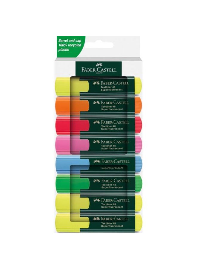 FABER-CASTELL Textliner 48 Highlighter Set, Pack Of 8 With Durable Chisel Tip, Line Width 1-5 Mm, Refillable - Image 1