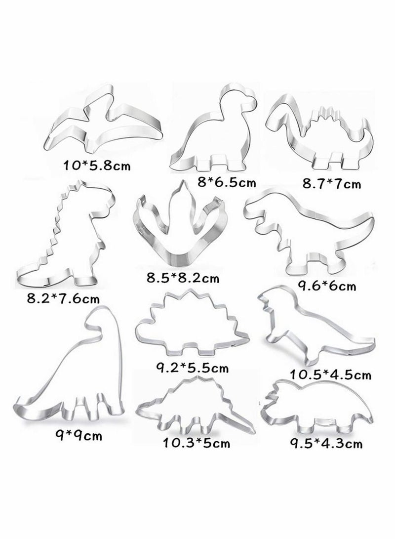 نيبمينينت قطاعة بسكويت ديناصور ، 11 قطعة بأشكال مختلفة قواطع من الفولاذ المقاوم للصدأ لتزيين حفلات الديناصورات للأطفال - Image 4