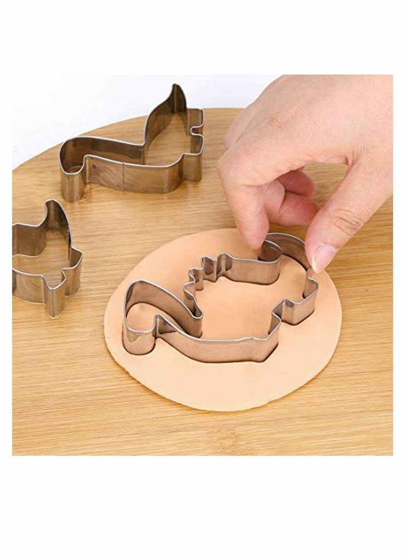 نيبمينينت قطاعة بسكويت ديناصور ، 11 قطعة بأشكال مختلفة قواطع من الفولاذ المقاوم للصدأ لتزيين حفلات الديناصورات للأطفال - Image 2