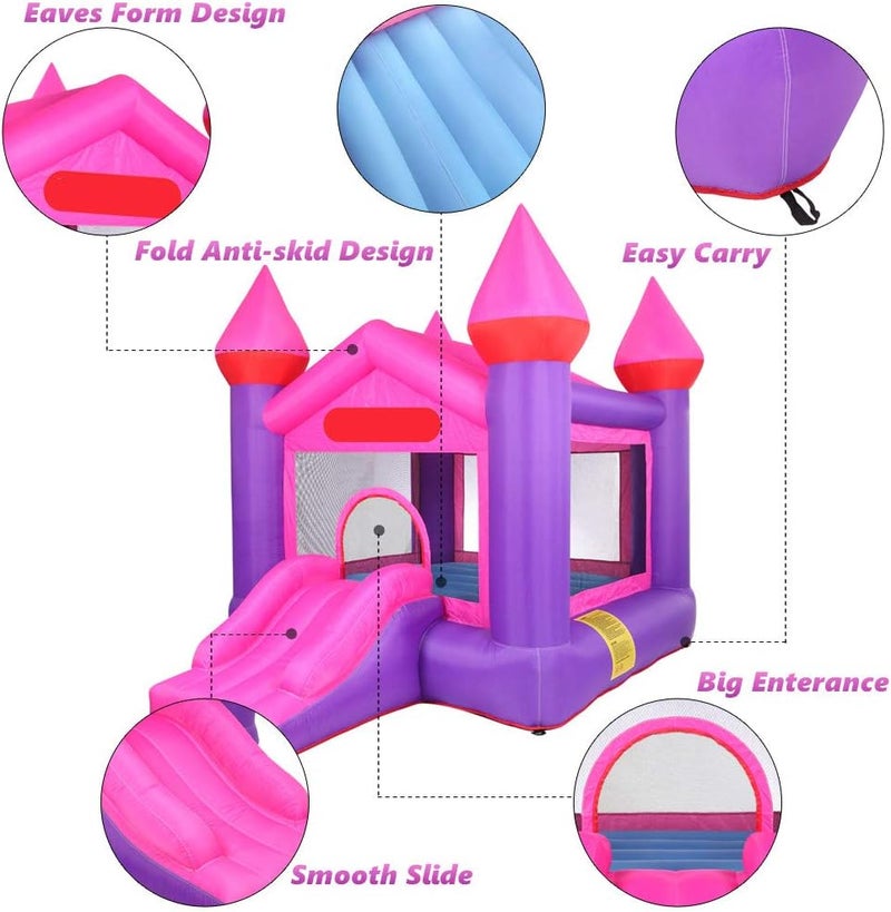 klarako Inflatable Bounce House Inflatable Pink Bounce Castle House Kids Party Bouncy House with Commercial Grade Air Blower Included - Image 5
