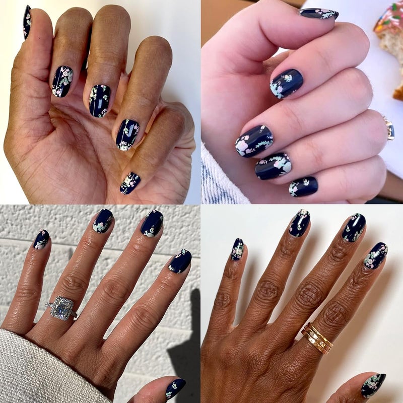 Olive & June Instant Mani Press-On Nails (Glue) | 42 Fake Nails, 21 Sizes | Non-Toxic, Long-Lasting Recycled Materials Realistic Look | Spring Flowers & Patterns | Short, Round | Micro Floral - Image 5