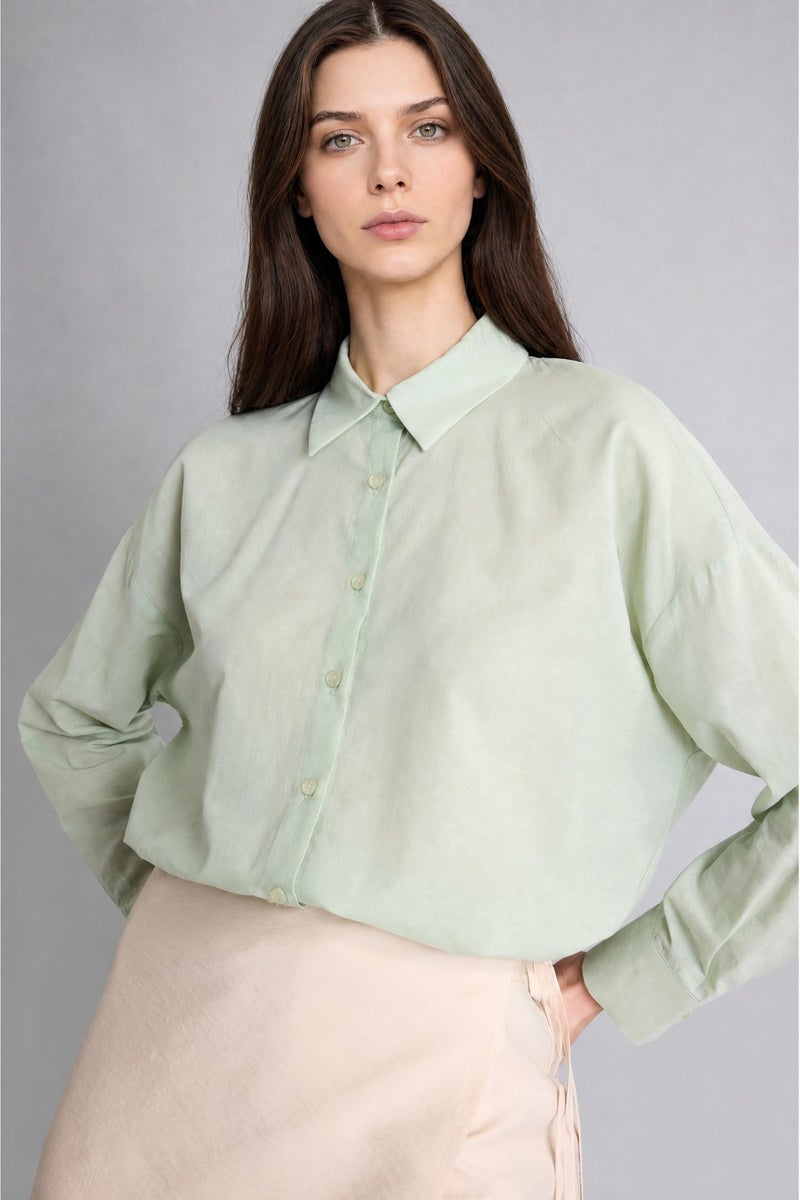 DeFacto Blue Woman Regular Fit Voile Long Sleeve Tunic Casual - Image 1