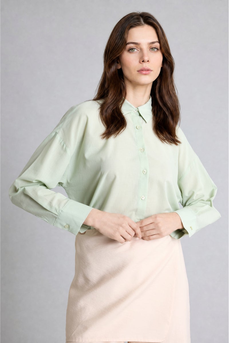 DeFacto Blue Woman Regular Fit Voile Long Sleeve Tunic Casual - Image 3