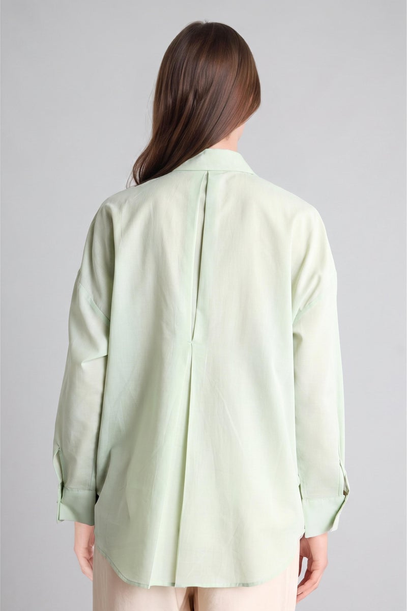 DeFacto Blue Woman Regular Fit Voile Long Sleeve Tunic Casual - Image 5