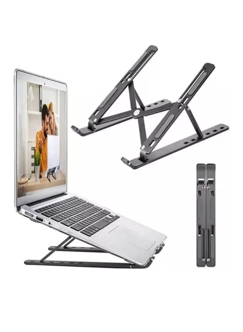 حامل كمبيوتر محمول قابل للتعديل - حامل مريح قابل للطي والحمل لأجهزة MacBook وDell وHP وSony - مصنوع من المعدن، قابل لتعديل الارتفاع بسبعة مستويات - Image 1