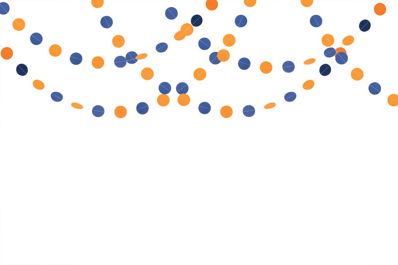 Weven Orange Blue Paper Garland Party Decorations Circle Dot Backdrop Party Banner Streamers  30 Feet - Image 3