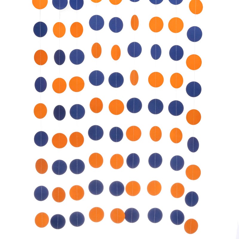 Weven Orange Blue Paper Garland Party Decorations Circle Dot Backdrop Party Banner Streamers  30 Feet - Image 1