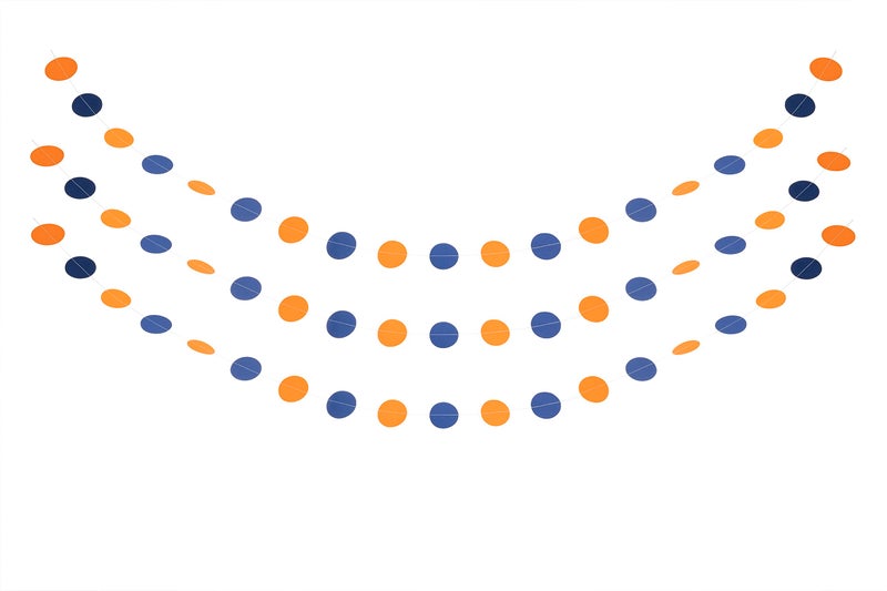 Weven Orange Blue Paper Garland Party Decorations Circle Dot Backdrop Party Banner Streamers  30 Feet - Image 2