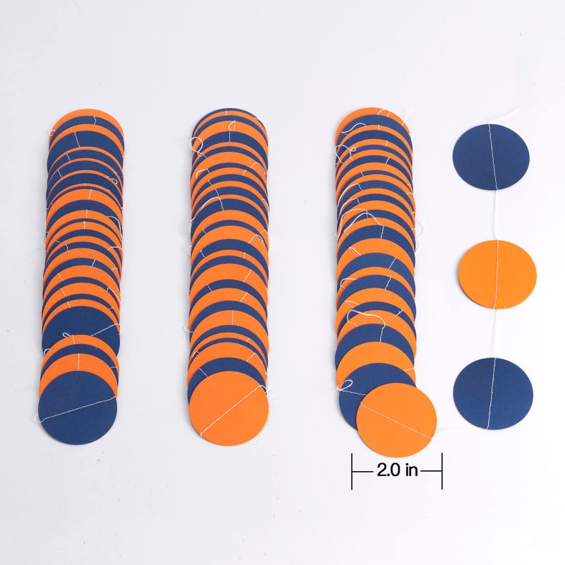 Weven Orange Blue Paper Garland Party Decorations Circle Dot Backdrop Party Banner Streamers  30 Feet - Image 4