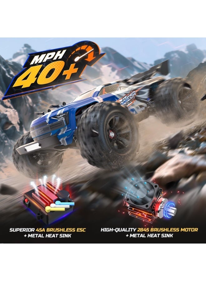 DEERC Remote Controlled Car 1:16 Brushless Motor 70 km/h, 4WD Fast Racing Car with 2 Batteries for 40 Min. Runtime, 2.4GHz RC Car for Adults and Children - Image 3