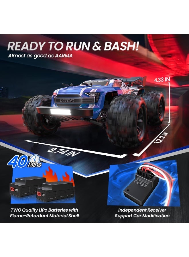 DEERC Remote Controlled Car 1:16 Brushless Motor 70 km/h, 4WD Fast Racing Car with 2 Batteries for 40 Min. Runtime, 2.4GHz RC Car for Adults and Children - Image 5