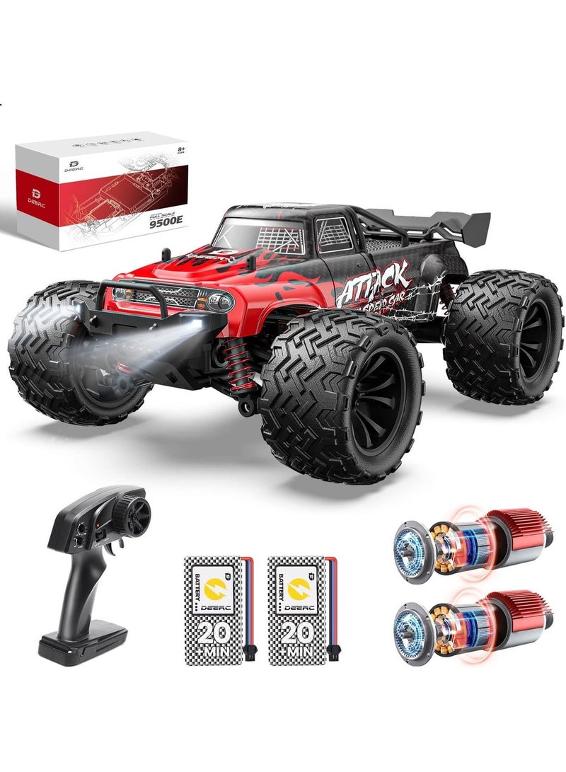 DEERC سيارة تحكم عن بعد 1:16 بمحرك بلا فرش 70 كم/س، سيارة سباق سريعة 4WD مع بطاريتين لمدة تشغيل 40 دقيقة، سيارة RC بتردد 2.4GHz للبالغين والأطفال - Image 1