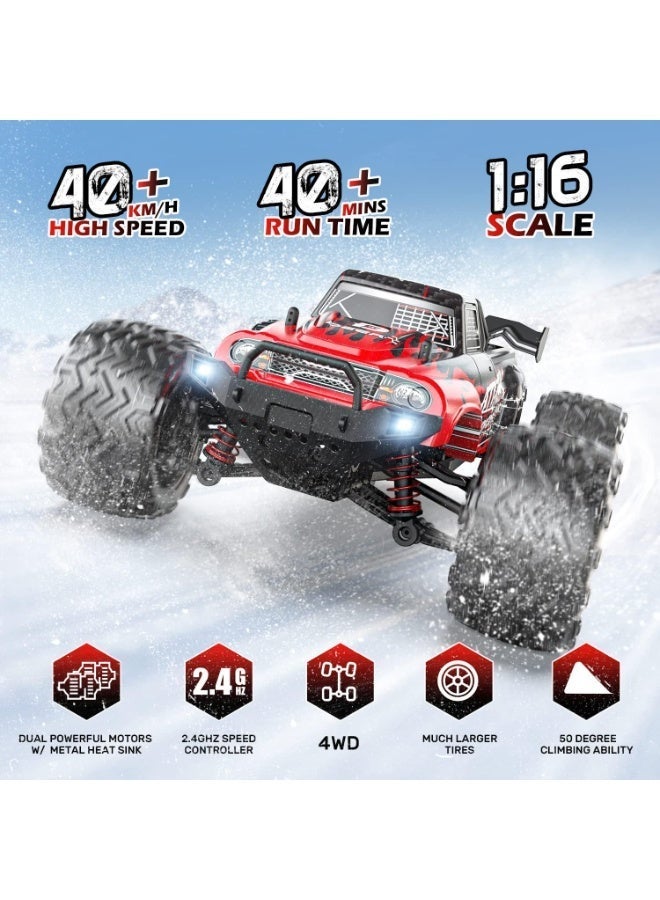DEERC سيارة تحكم عن بعد 1:16 بمحرك بلا فرش 70 كم/س، سيارة سباق سريعة 4WD مع بطاريتين لمدة تشغيل 40 دقيقة، سيارة RC بتردد 2.4GHz للبالغين والأطفال - Image 2