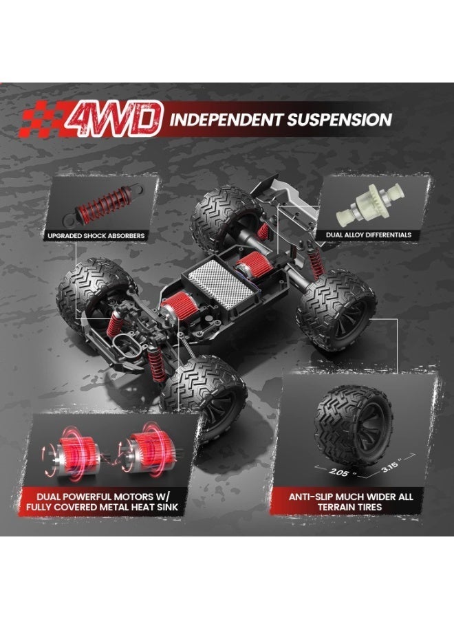 DEERC سيارة تحكم عن بعد 1:16 بمحرك بلا فرش 70 كم/س، سيارة سباق سريعة 4WD مع بطاريتين لمدة تشغيل 40 دقيقة، سيارة RC بتردد 2.4GHz للبالغين والأطفال - Image 3
