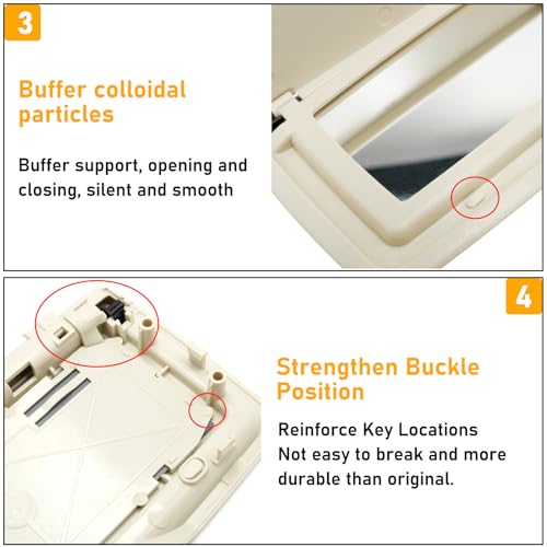 Abodvu Compatible with Mercedes Benz Sun Visor Vanity Mirror Cover,Front Sun Visor Cap Replace for W166 X166 W292 W205 W253 C GLC M Class 2015-2021,1PC Left Makeup Mirror Cap,Light Beige - Image 5