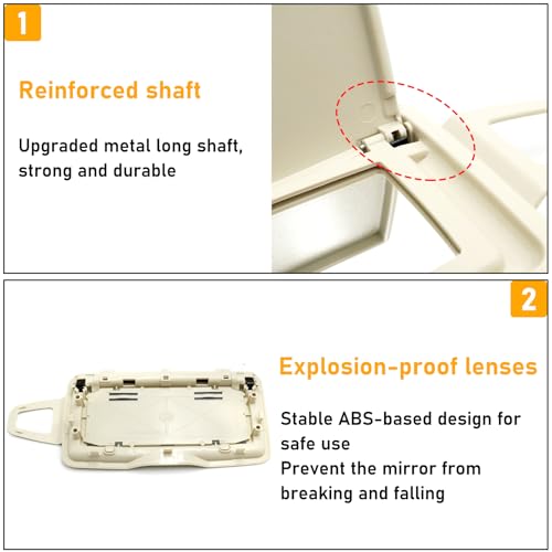 Abodvu Compatible with Mercedes Benz Sun Visor Vanity Mirror Cover,Front Sun Visor Cap Replace for W166 X166 W292 W205 W253 C GLC M Class 2015-2021,1PC Left Makeup Mirror Cap,Light Beige - Image 4