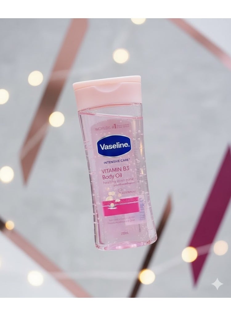 Vaseline Pink Vitamin B3 Brightening and Even Skin Tone Oil – Deep Hydration and Healthy Glow – 200ml - Image 2