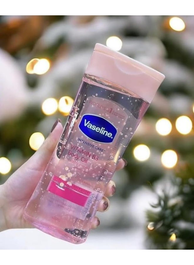 Vaseline Pink Vitamin B3 Brightening and Even Skin Tone Oil – Deep Hydration and Healthy Glow – 200ml - Image 3