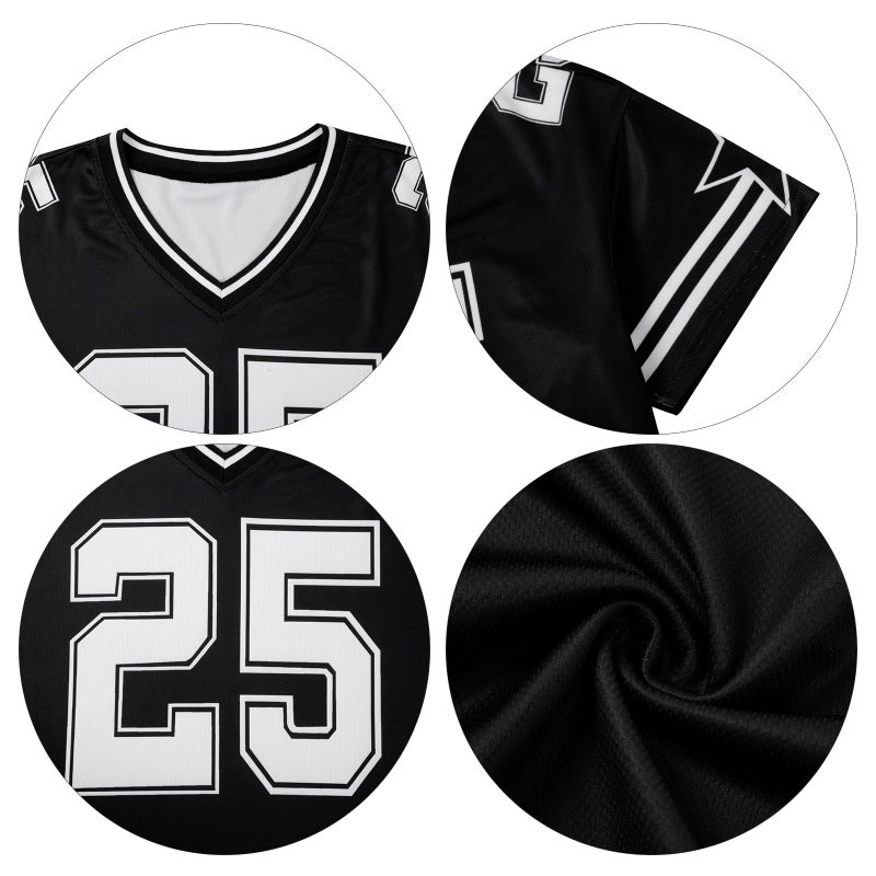 MYHALF Jersey Shirts for Women Y2k Graphic Tees V Neck Baggy Streetwear Number Oversized T Shirt Summer Tops Black - Image 5