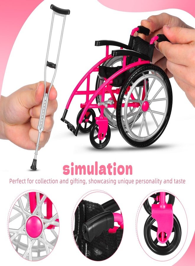 Garneck Doll Wheelchair and Crutches Playset Miniature Wheelchair and Miniature Crutch Models for Dollhouse Accessory Mini House Accessory Toy for Dolls DIY Scene Decor - Image 5