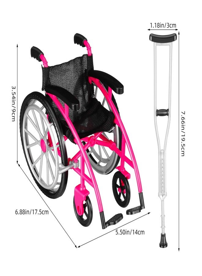 Garneck Doll Wheelchair and Crutches Playset Miniature Wheelchair and Miniature Crutch Models for Dollhouse Accessory Mini House Accessory Toy for Dolls DIY Scene Decor - Image 4