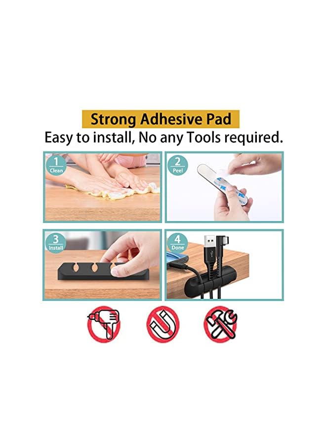 PYLCO SMART SMART Cable Holders Adhesive Clips for Cable Management Tidy Power Cord, USB Cable Clips, Desktop Cable Organizer Wire Holder Multipurpose Cord Management Accessories- 2 Pcs (Black) - Image 3