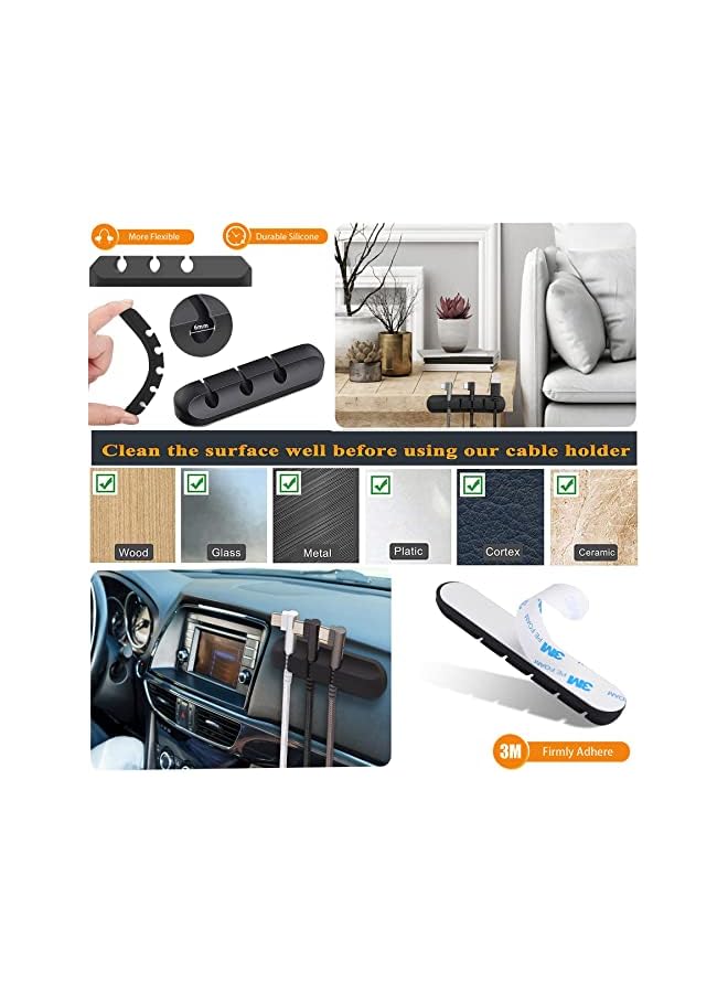 PYLCO SMART SMART Cable Holders Adhesive Clips for Cable Management Tidy Power Cord, USB Cable Clips, Desktop Cable Organizer Wire Holder Multipurpose Cord Management Accessories- 2 Pcs (Black) - Image 4