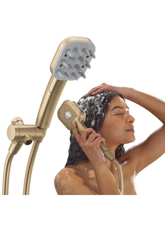 Delta VersaCurl Detangling Handheld Shower Head Tool for Curly Hair with 3 Curl Defining Brush Inserts Included, Detangler Brush Hand Shower with Hose, Champagne Bronze 74B430CZ - Image 1