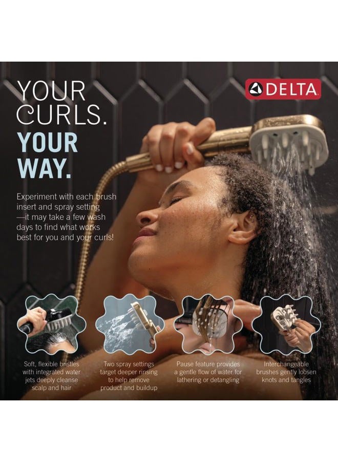 Delta VersaCurl Detangling Handheld Shower Head Tool for Curly Hair with 3 Curl Defining Brush Inserts Included, Detangler Brush Hand Shower with Hose, Champagne Bronze 74B430CZ - Image 3