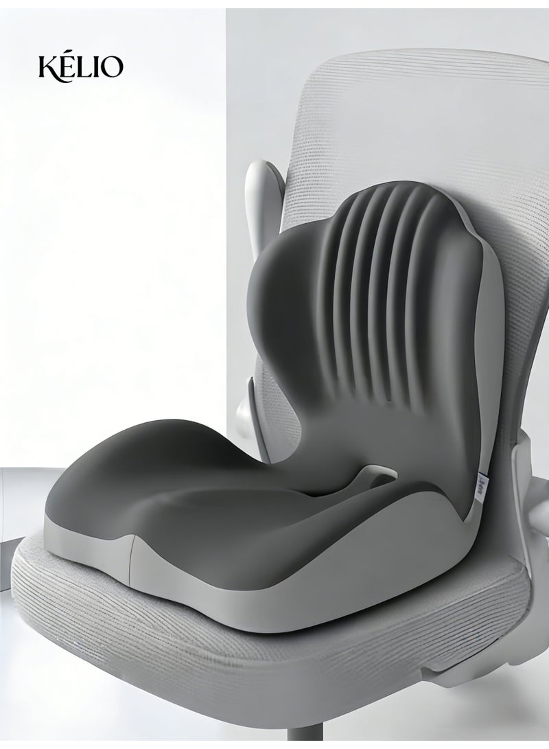 KELIO New 5-Zone Curve Lumbar Support Pillow and Seat Cushion - Memory Foam for Office Chair Car and Wheelchair - Lower Back Sciatica and Tailbone Pain Relief - Image 1